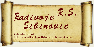Radivoje Sibinović vizit kartica